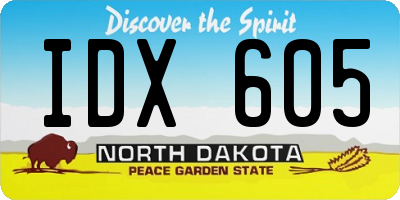 ND license plate IDX605