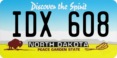 ND license plate IDX608