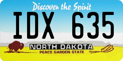 ND license plate IDX635