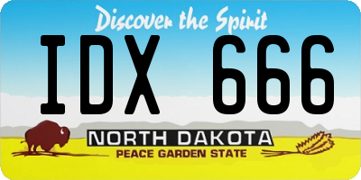 ND license plate IDX666