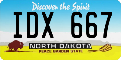 ND license plate IDX667