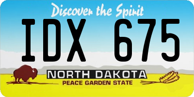 ND license plate IDX675