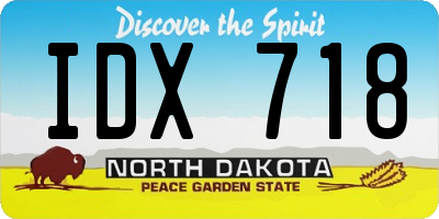 ND license plate IDX718