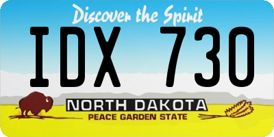 ND license plate IDX730