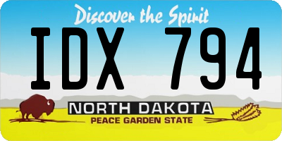 ND license plate IDX794