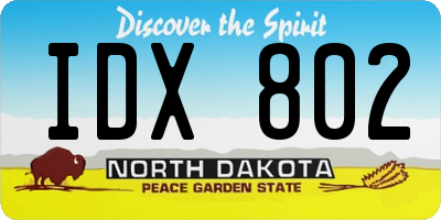 ND license plate IDX802