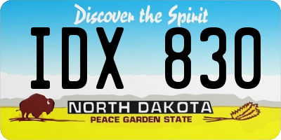 ND license plate IDX830
