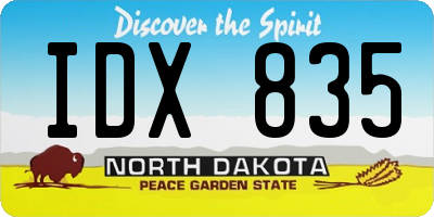 ND license plate IDX835