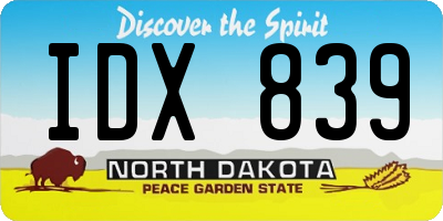 ND license plate IDX839