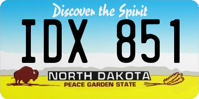 ND license plate IDX851