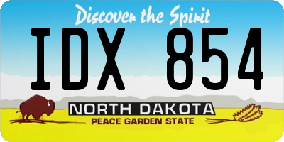 ND license plate IDX854