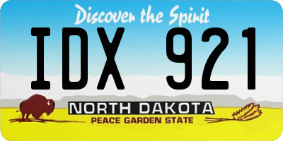 ND license plate IDX921