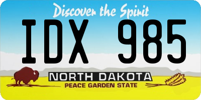 ND license plate IDX985