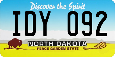 ND license plate IDY092