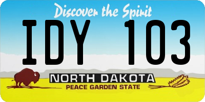 ND license plate IDY103