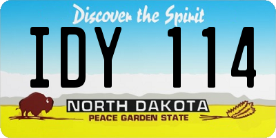 ND license plate IDY114
