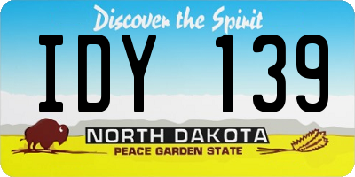 ND license plate IDY139