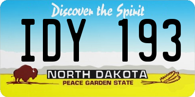 ND license plate IDY193