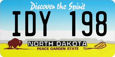 ND license plate IDY198
