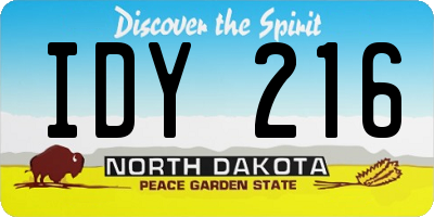 ND license plate IDY216