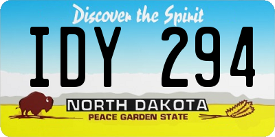 ND license plate IDY294