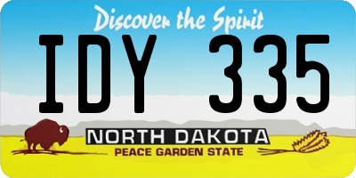 ND license plate IDY335