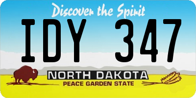 ND license plate IDY347
