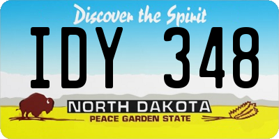 ND license plate IDY348