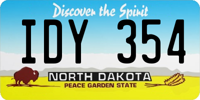 ND license plate IDY354