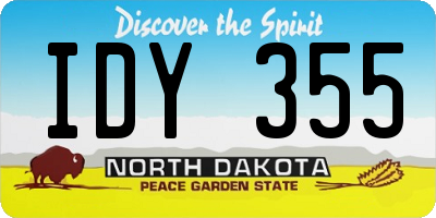 ND license plate IDY355