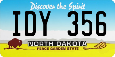 ND license plate IDY356