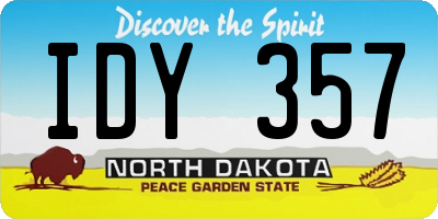 ND license plate IDY357