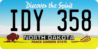 ND license plate IDY358