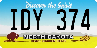 ND license plate IDY374