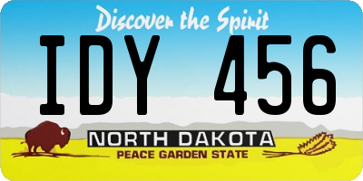 ND license plate IDY456