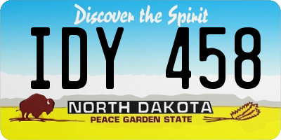 ND license plate IDY458