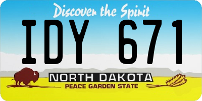 ND license plate IDY671