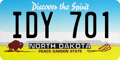 ND license plate IDY701