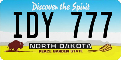 ND license plate IDY777