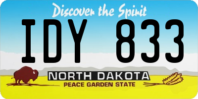 ND license plate IDY833