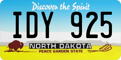 ND license plate IDY925