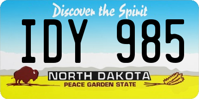 ND license plate IDY985