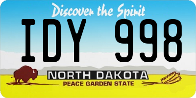 ND license plate IDY998