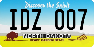 ND license plate IDZ007