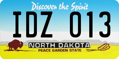 ND license plate IDZ013