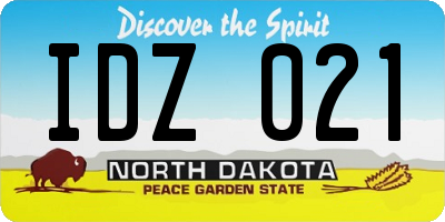 ND license plate IDZ021