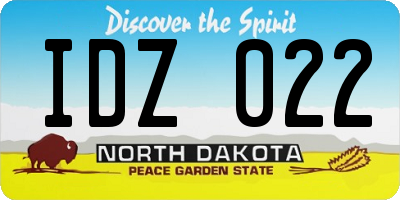 ND license plate IDZ022