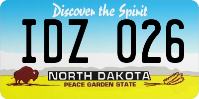 ND license plate IDZ026