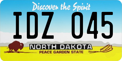 ND license plate IDZ045