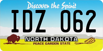 ND license plate IDZ062